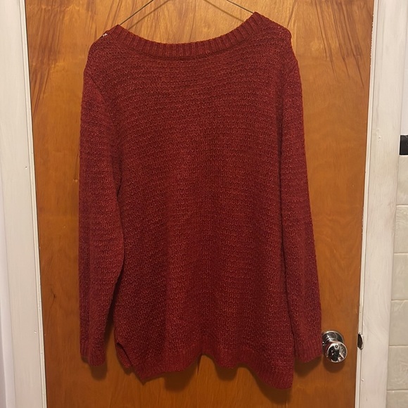 CJ Banks V neck sweater with lace up neckline - Picture 3 of 3